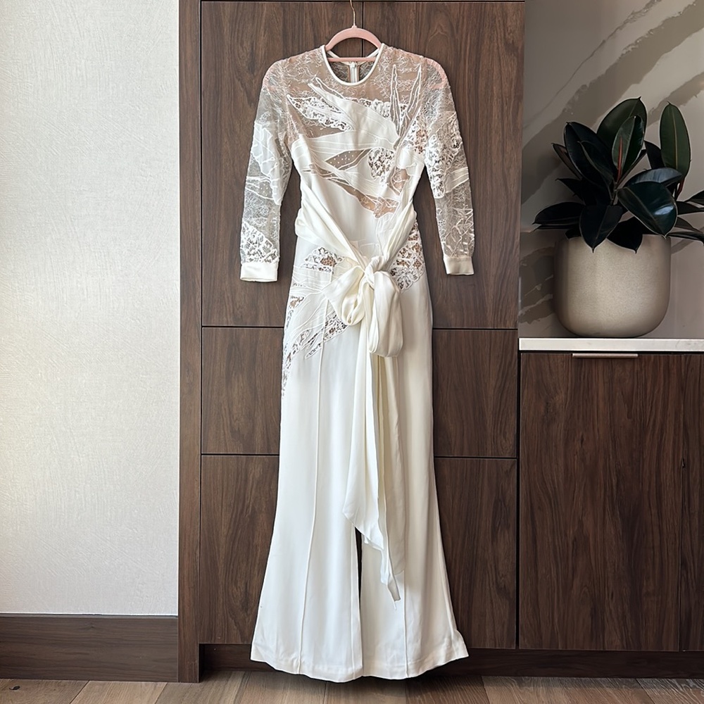 Elie Saab white lace bridal jumpsuit 36